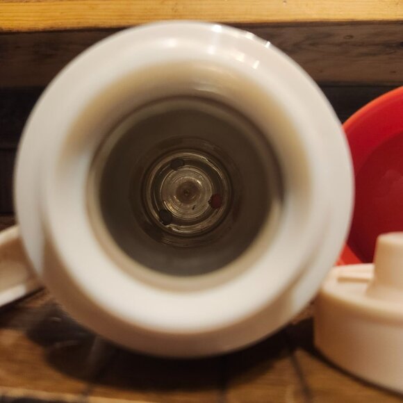 Vintage 80s Aladdin Thermos 16oz Red Yellow Orange Stripe Retro Camping Lip Cup - Picture 8 of 8